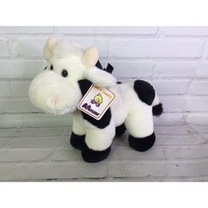 A & A Mabel Cow Black & White Bell Plush Stuffed Animal Toy 02149